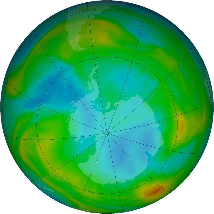 Antarctic ozone map for 06 July 1983